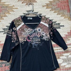 Vanilla Sugar Black Floral Long Sleeve Top